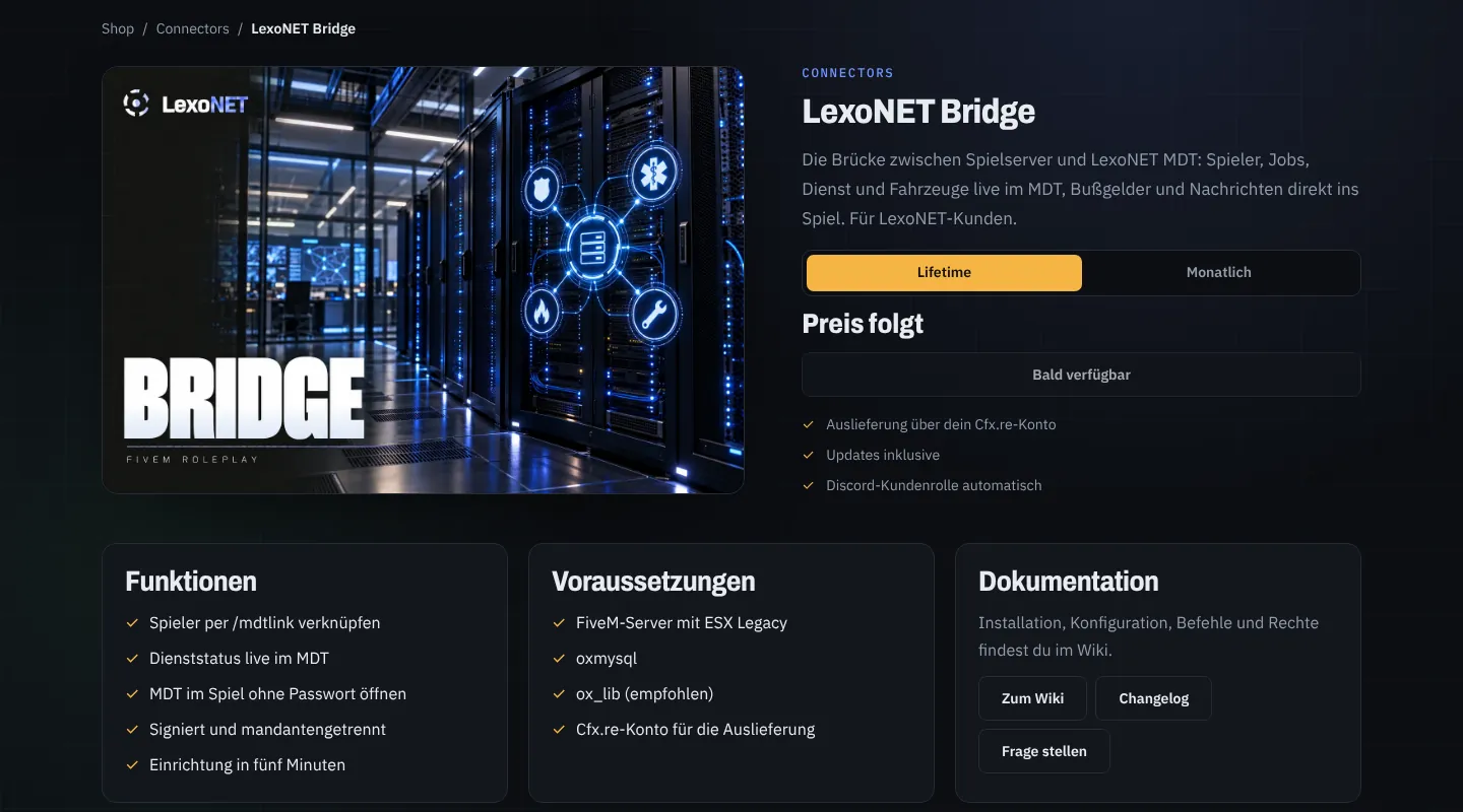 Produktseite der LexoNET Bridge im Shop